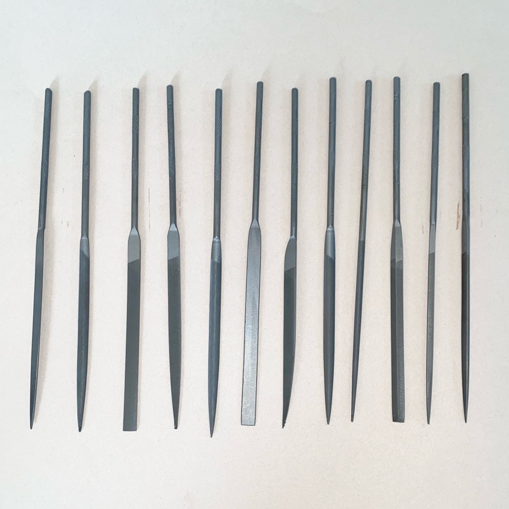 Wood-Miller (Made in Poland) Needle File 12 Piece Set w/Snap Button Closure Case